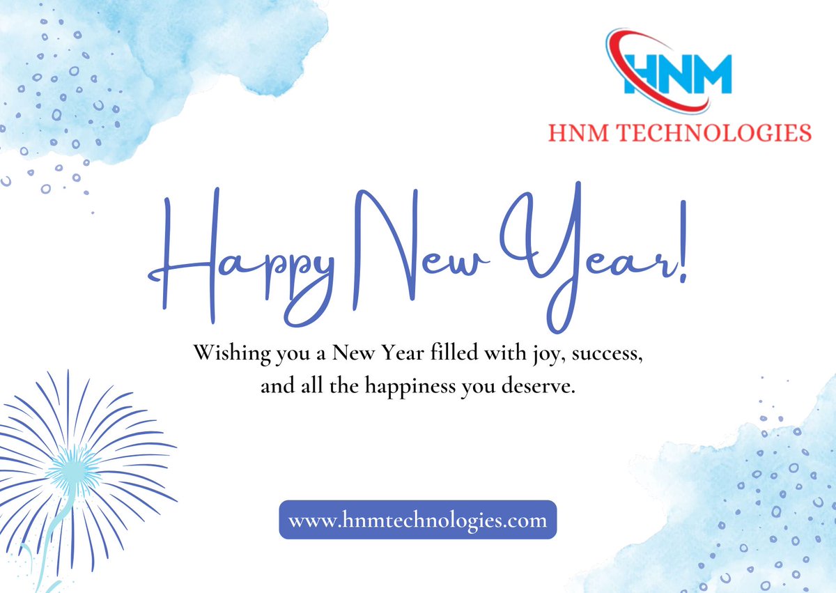 hnmtechnologies's tweet photo. Happy New Year 2026! 🎉

Wishing everyone a year filled with success, innovation and growth. 🚀
— HNM Technologies
#HappyNewYear2026 #HNMTechnologies #NewYearVibes https://t.co/L4OarGHtjA