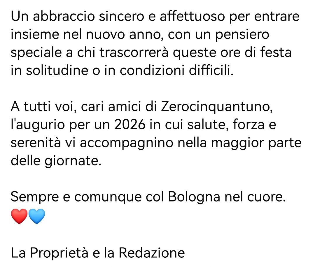 ZO_it's tweet photo. #Capodanno #anno2026 #auguri #Zerocinquantuno #ZO #SempreComunque #BFC #BolognaFC1909 #Bologna https://t.co/uWfxZT45MB