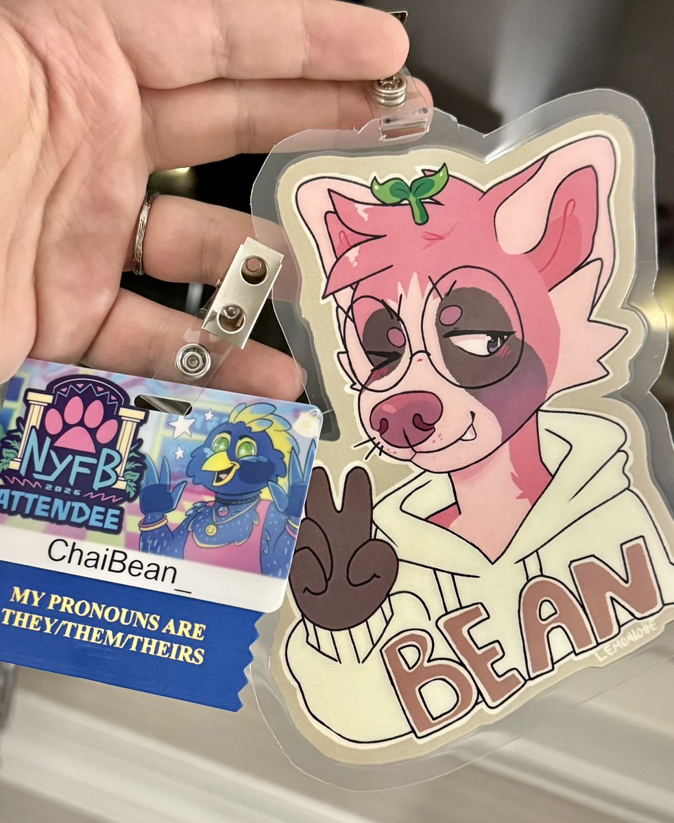 ChaiBean_'s tweet photo. Don’t know what took me so long but so happy to finally debut this badge of Bean this year at #NYFB 🎉 !!

🎨 by the wonderful @citrangedyke https://t.co/Jdbsi3fQkB