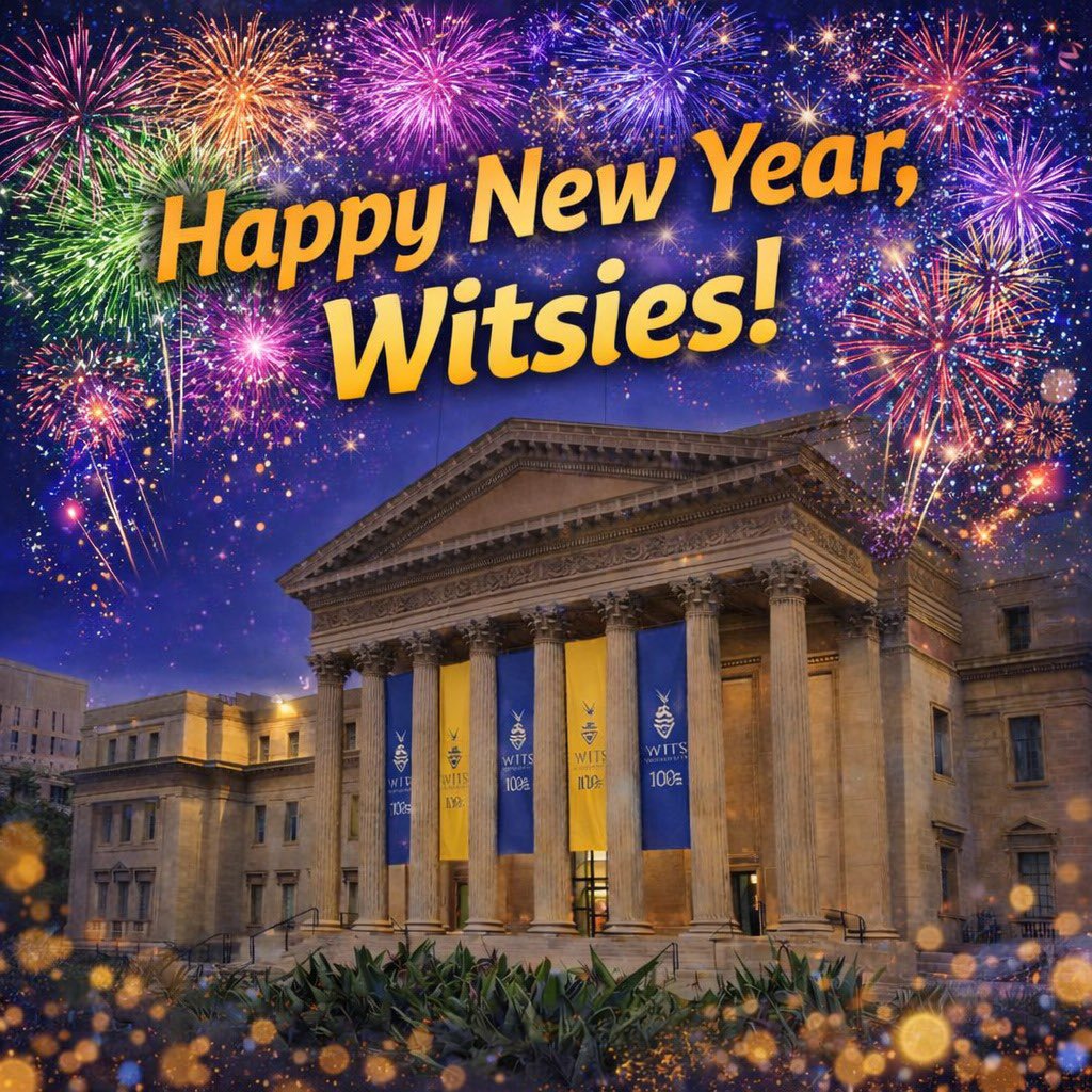 WitsUniversity's tweet photo. Happy New Year from Wits University!

As we step into a new year, may it bring new ideas, meaningful growth and moments that inspire pride and purpose. Here’s to learning that shapes minds, discoveries that move us forward and achievements that make a difference — for Wits, for South Africa and for good.

#WitsForGood #HappyNewYear 🏛️💙🎆