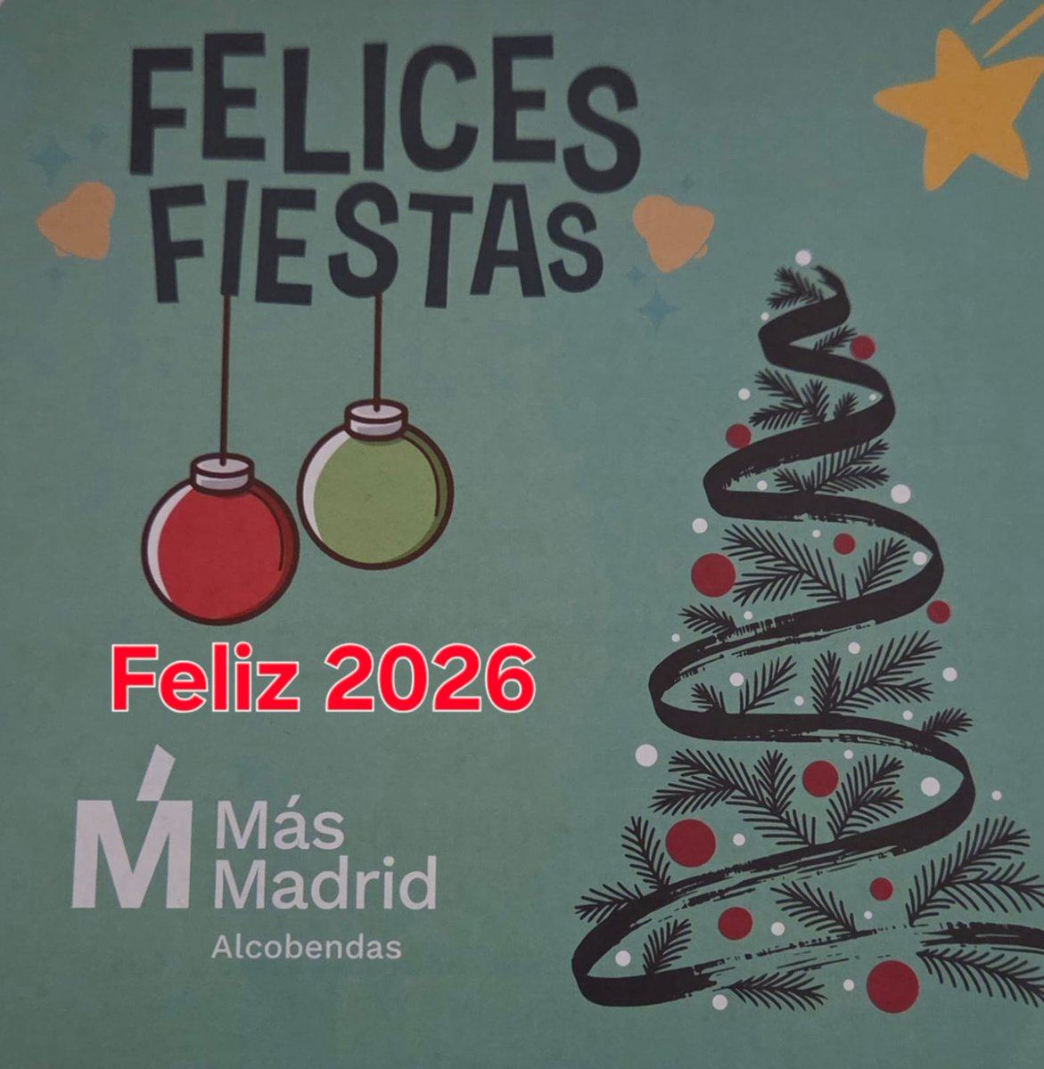 Desde Más Madrid Alcobendas os deseamos un feliz 2026, un año para cuidarnos, avanzar y mejorar el mundo que compartimos.