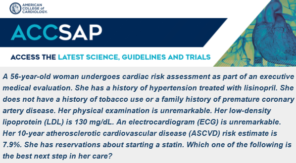ACCinTouch's tweet photo. Find the answer to the question below π and many more β with #ACCSAP, your comprehensive resource for continuous learning and professional development.
Advance your learning w/ ACCSAP β‘οΈ https://t.co/f2ir0SYZQk #CardioX https://t.co/QbOiamy3lq