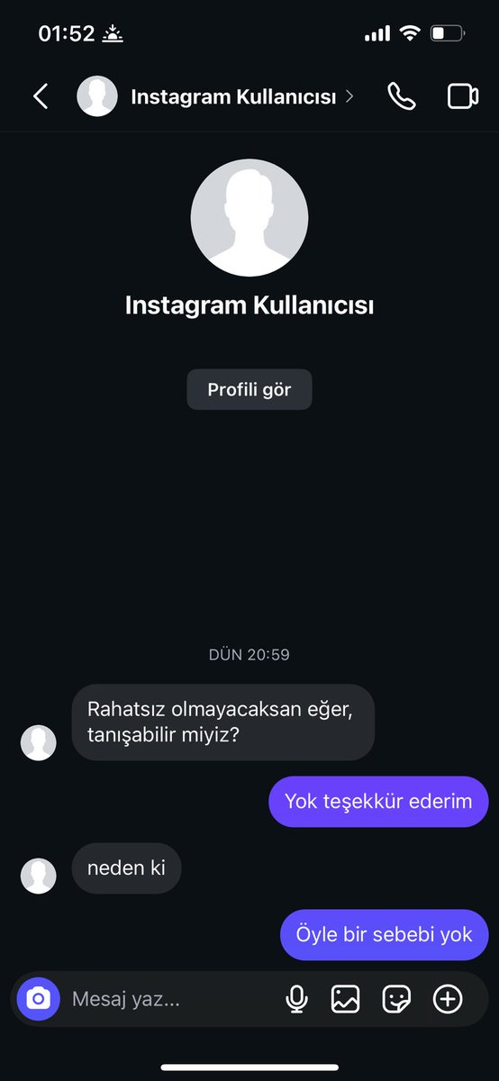 Alt tarafı tanışmak istemedim engellemek ne aq