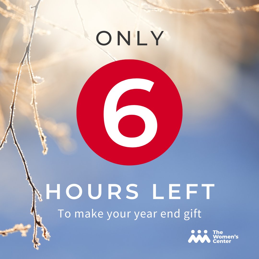 WomensCenterorg's tweet image. ⏳ Last call! Only 6 hours left to make your year-end gift.

We’re so close to our goal—help us provide lifesaving care and resources for families all year long.

💙 Give now: ow.ly/hjLx50XNcuP
#MentalHealthSupport #YearEndGiving