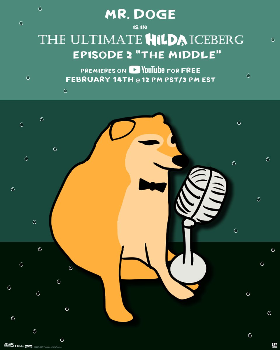 Mr. Doge will appear as a narrator in the next episode of the fan-made #Hilda documentary miniseries #TheUltimateHildaIceberg, The Middle!

Premiering for FREE on Valentine's Day!

Pre-save the episode NOW! youtube.com/watch?v=gKubUE…