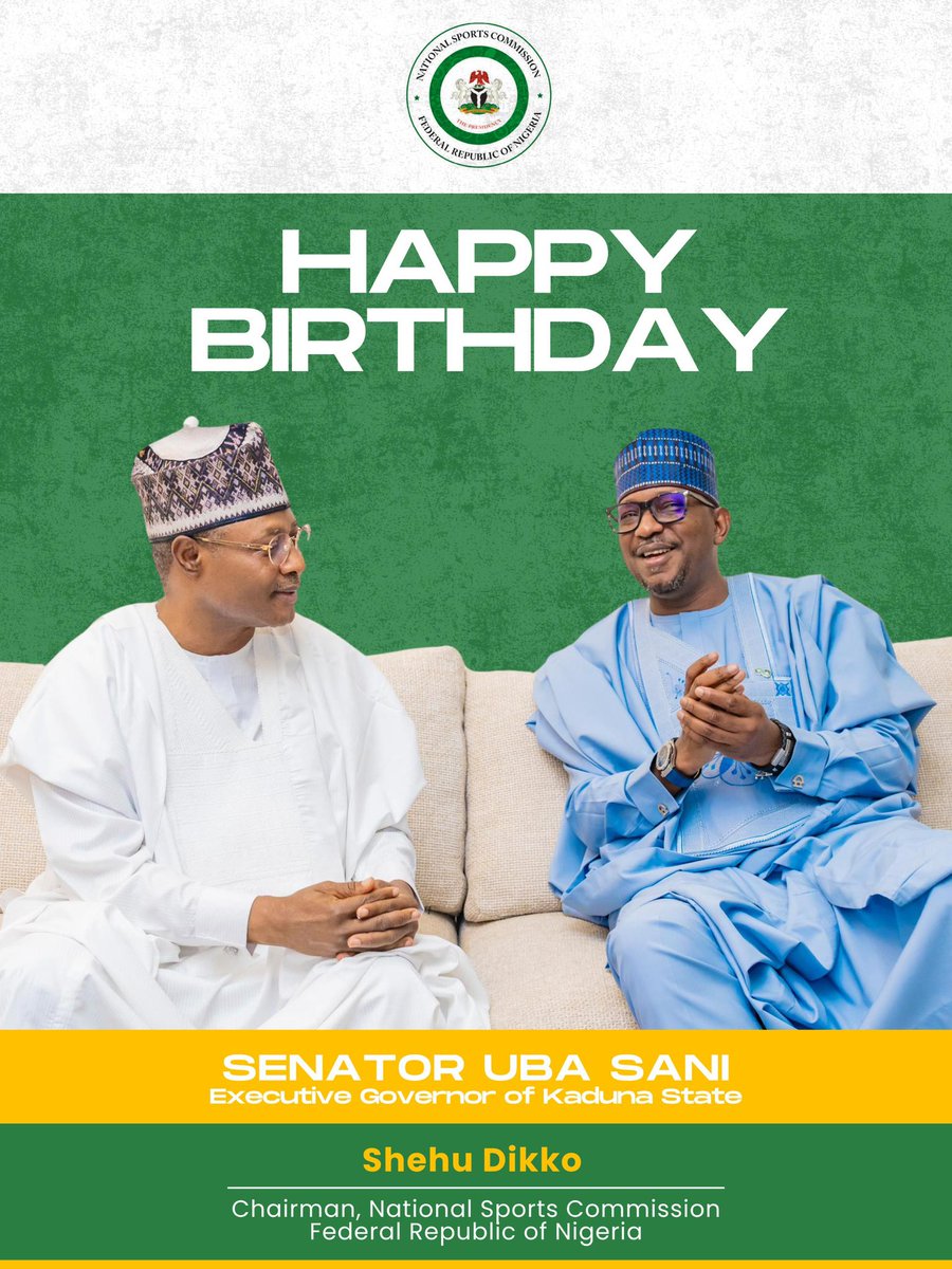ShehuDikko's tweet photo. I extend warm birthday wishes to His Excellency, the Executive Governor of Kaduna State, Uba Sani @ubasanius 

Your commitment to youth development, social inclusion, peaceful coexistence, improved security, infrastructure development, and people-centered governance, as well as your belief in sports as a tool for unity, continues to inspire progress across Kaduna State and beyond.

May the new year bring you good health, strength, and greater impact in service to the people of Kaduna State.

Happy Birthday, Your Excellency.

SD