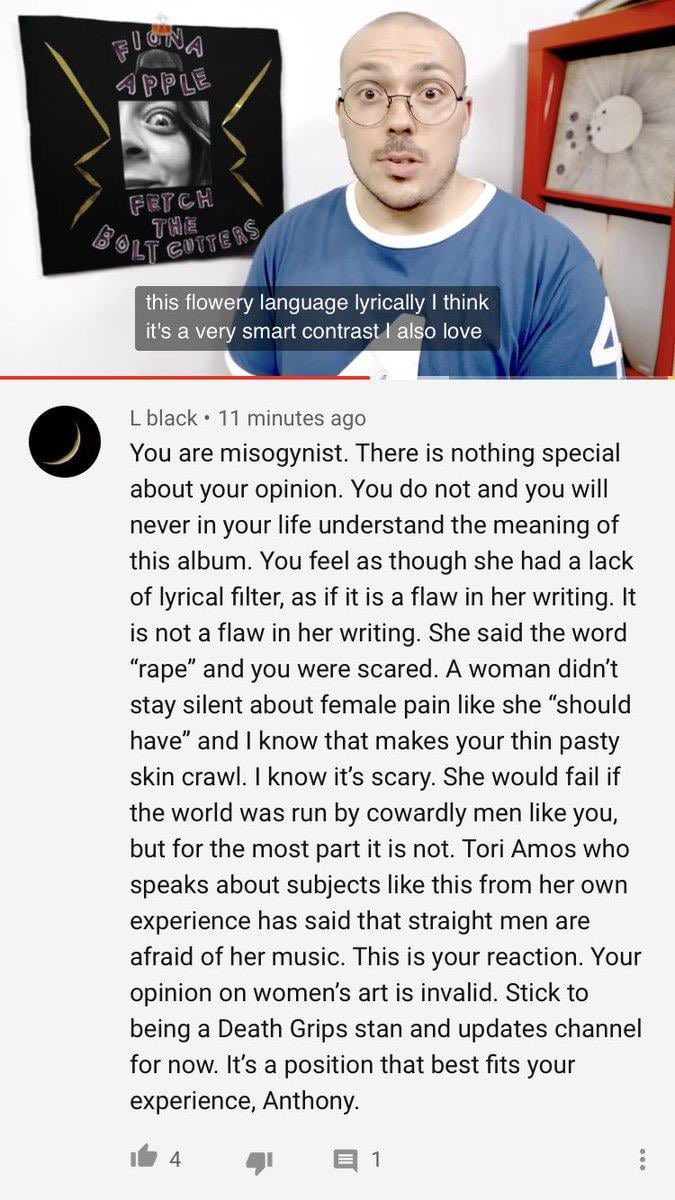 housewench_'s tweet photo. Fantano is a quintessential neo liberal bro in the wild and steals most of his opinions from pitchfork. I also think he is fundamentally very emotionally stupid and unable to comprehend lyrics that have even slight nuance and/or metaphors. this read never gets old tho https://t.co/lcPXUY2gDO