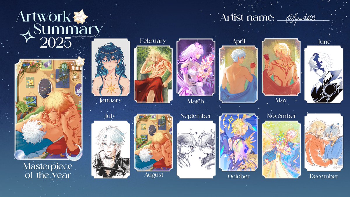 Less than an hour till new year!! 🎆

Thank you so much, everyone, for all the support throughout this year. I drew so much many Phainon and Mydei 🤌

I’ll see everyone in 2026, and happy new year everyone!!!✨

#artsummary #artsummary2025