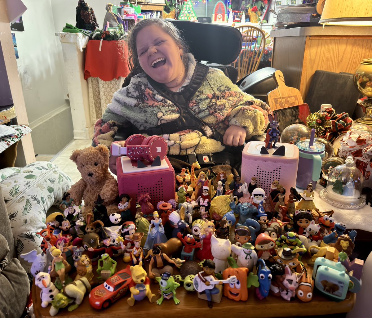 joepenkala's tweet photo. @tonies_UK Wanted to share an update on my daughter. I sent a message a few years ago about how much she loves Tonies. Jennie has cerebral palsy and suffers from epilepsy so her Tonie box is such a great toy for her. She is about to turn 13 in January and now has 87 tonies. https://t.co/r9Ku2ghU5A