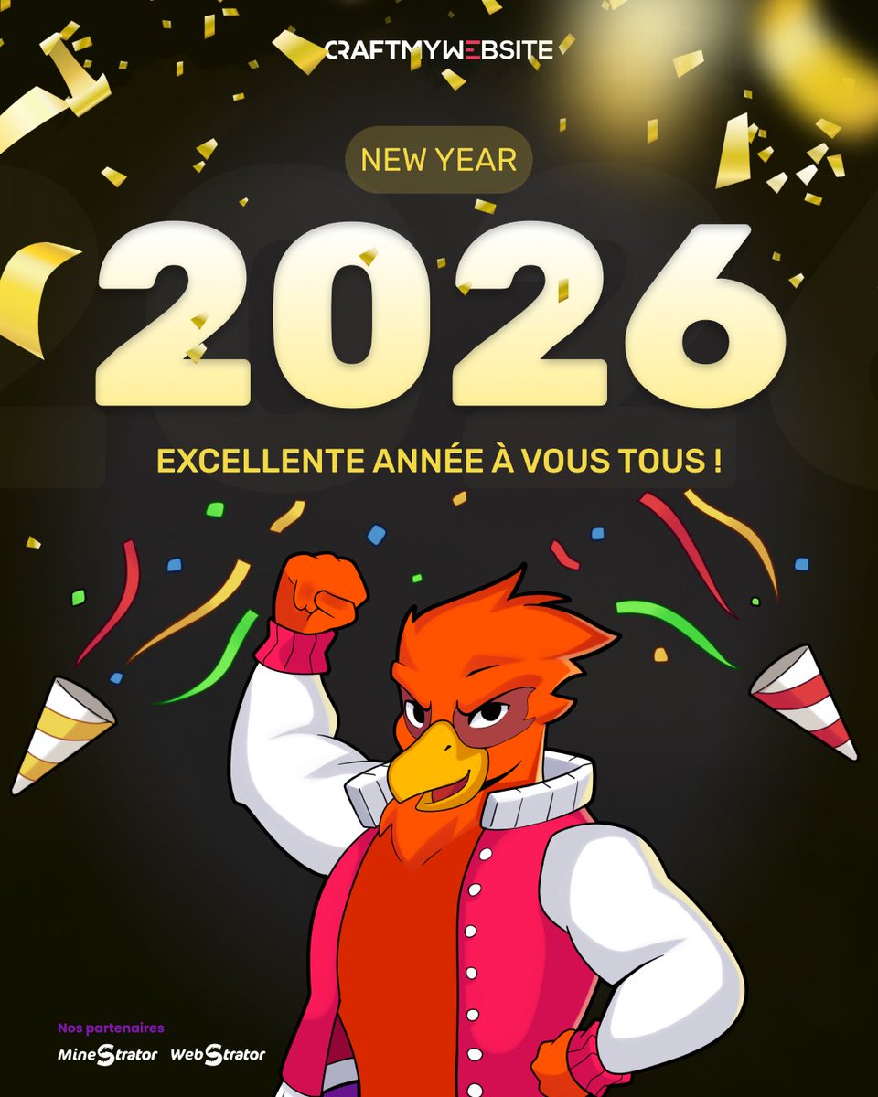 L'ensemble de l'équipe de CraftMyWebsite vous souhaite une bonne et heureuse année 2026 !