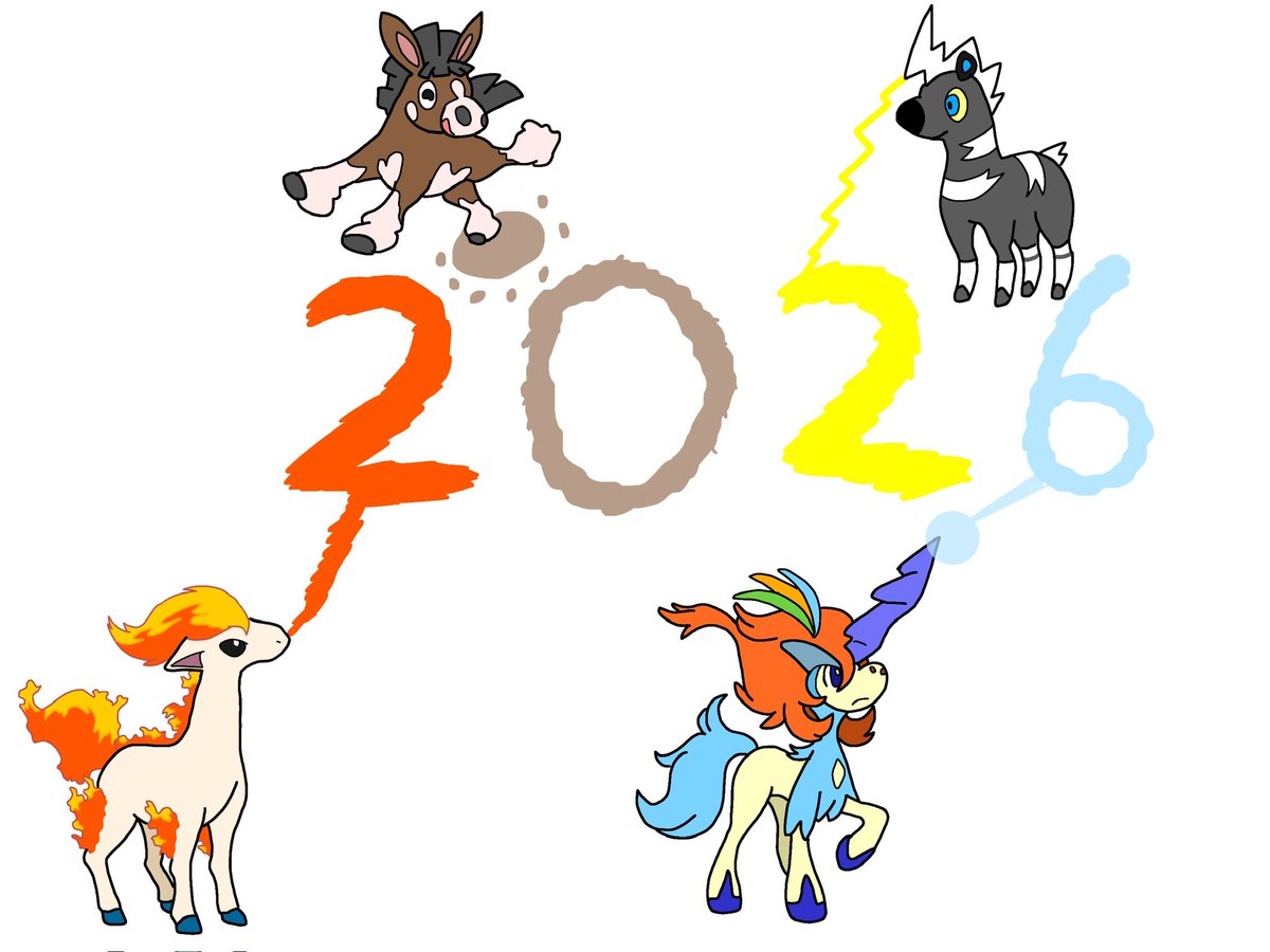 MAEDA_R_TOMO's tweet photo. あけましてポケでとうございます！2026年午年もよロトしく😄 https://t.co/P5WYsS613j
