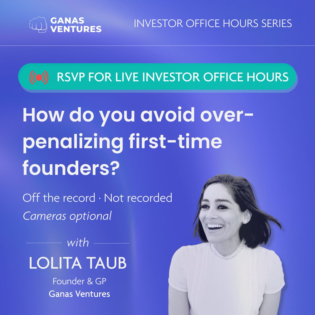 lolitataub's tweet photo. 🗓️ Investors, let’s be honest. Sometimes, we say we back first-time founders but then bias shows up quietly.

Hosting an Investor Office Hours to talk about judgment, pattern bias, and missed upside.

Jun 17, 1PM PT. Peer discussion. Off the record.

👇🏽 RSVP
https://t.co/PTVOq1nEnY