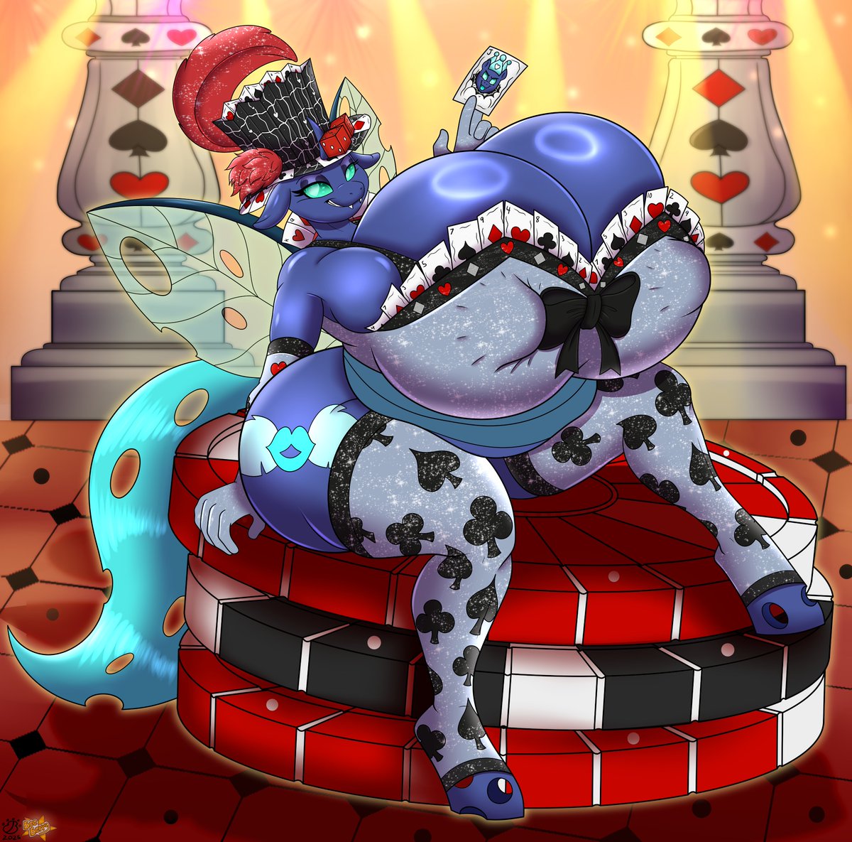 Before the year ends how about you gamble with Lady Fortune and see if you score big with her? 🎉🃏🃏
Lines: <a href="/BadgerBenArt/">Badgerben🎉</a> 
Colors and background by me