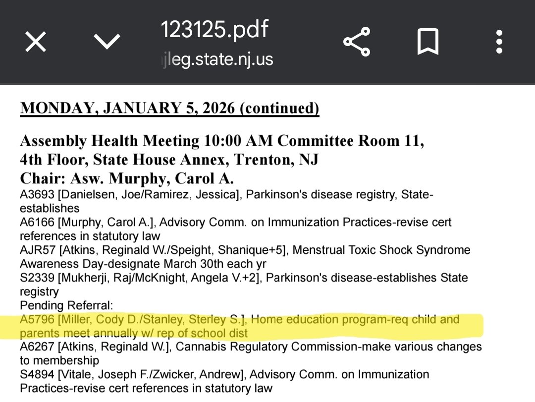BREAKING: New Jersey Democrats are poised to vote on a bill mandating an annual "general health and wellness check" for every homeschool child with a school official.

It's now on the legislative calendar for Monday morning.