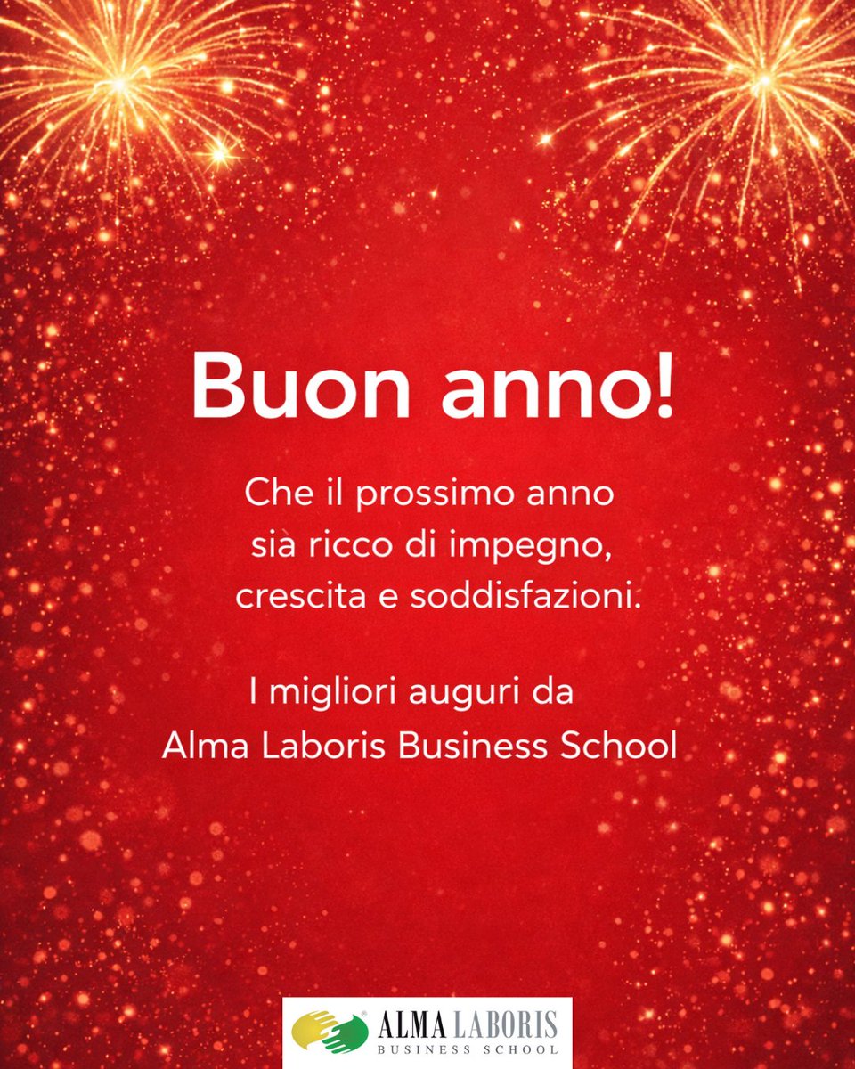 Che il nuovo anno porti impegno, crescita e soddisfazioni, personali e professionali.
Un augurio di serenità, fiducia e nuovi traguardi da raggiungere con consapevolezza e determinazione.
Buon anno da Alma Laboris Business School 🎆✨🤍

#AlmaLaboris #AlmaLaborisBusinessSchool