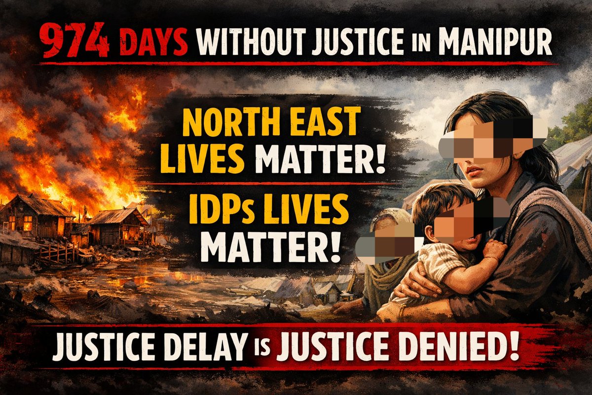 974 DAYS WITHOUT JUSTICE IN MANIPUR. WE SEEK RESETTLEMENT! PLEASE STOP KEEPING THE IDPs IN OPEN JAIL! <a href="/narendramodi/">Narendra Modi</a> <a href="/AmitShah/">Amit Shah</a> <a href="/rashtrapatibhvn/">President of India</a> <a href="/RahulGandhi/">Rahul Gandhi</a> <a href="/UNHumanRights/">UN Human Rights</a> <a href="/ANI/">ANI</a> <a href="/republic/">Republic</a> <a href="/timesofindia/">The Times Of India</a> <a href="/ndtv/">NDTV</a> <a href="/UN/">United Nations</a> <a href="/ramindesai/">Rami Niranjan Desai</a> <a href="/the_hindu/">The Hindu</a> <a href="/CNNnews18/">News18</a> <a href="/BBCWorld/">BBC News (World)</a>