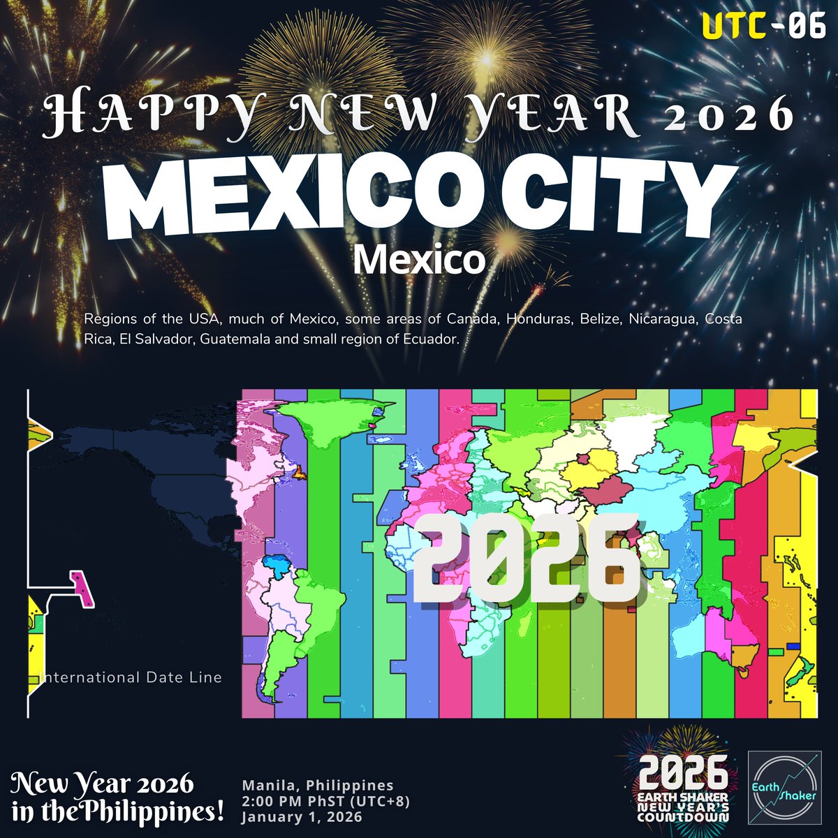 earthshakerph's tweet photo. MEXICO CITY CELEBRATES 2026! πβ¨ π²π½
Fireworks and fiestas fill the night as Mexico greets the New Year with excitement. Β‘Feliz AΓ±o Nuevo! π
#EarthShakerCountdown #NewYear2026 https://t.co/310dDLNIrX