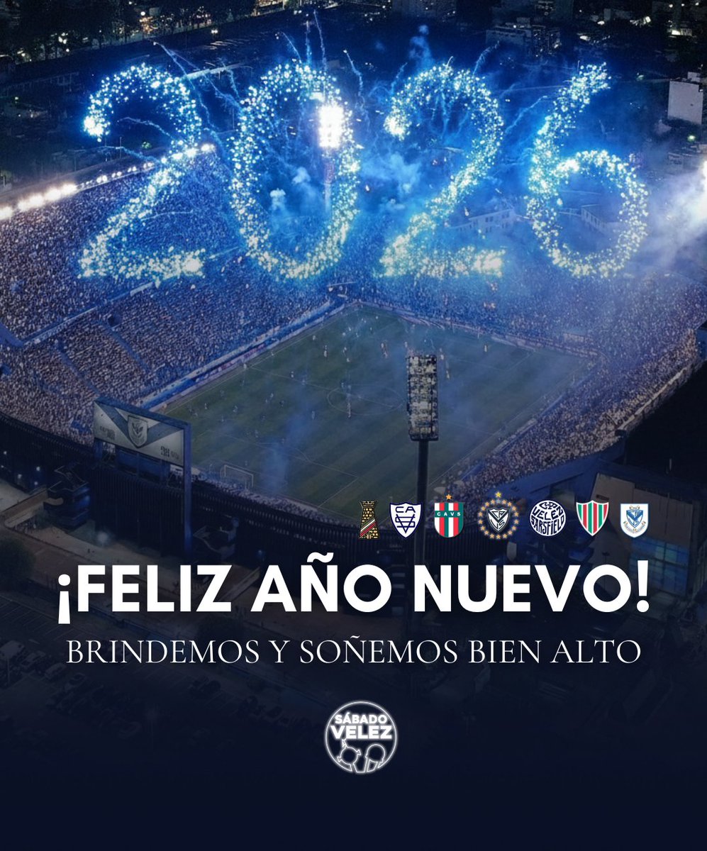 🤞 Por un 2026 donde sigamos exigiendo y comprometiéndonos como amerita un club tan grande.

💙 Desde Sábado Vélez les enviamos los mejores deseos.

🥂 Felicidades para todos y que sea un año que venga con muchas alegrías.