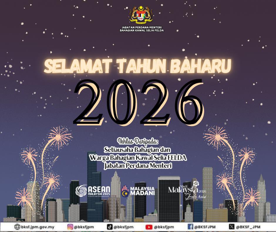 BKSF_JPM's tweet photo. Selamat Tahun Baharu 2026

Semoga kehadiran tahun baharu ini membuka lembaran yang lebih bermakna, dipenuhi azam, iltizam dan semangat kebersamaan buat seluruh warga BKSF,JPM.

Moga setiap langkah yang diatur terus memperkukuh kecemerlangan,berintegriti dan berdaya saing. https://t.co/6PQHXFr1bk