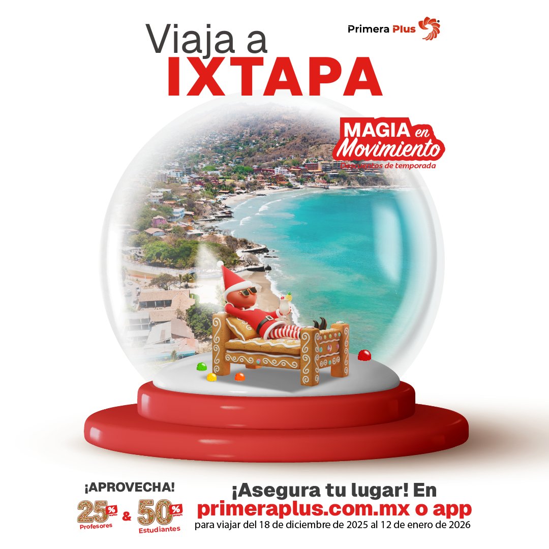 🌴✨ ¡Vámonos a Ixtapa! Aprovecha y disfruta los descuentos que trae la #MagiaEnMovimiento para tu próximo viaje.

Compra en nuestra app o en primeraplus.com.mx

#PrimeraPlus #ListosParaMoverTuMundo #Ixtapa