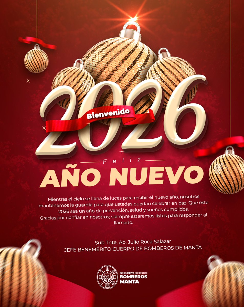 Gracias por un año de grandes retos y aprendizajes compartidos. Que el 2026 sea el escenario de nuevos éxitos.
¡Feliz Año!"