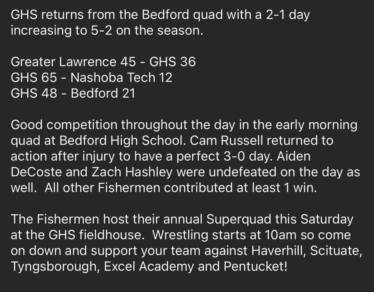 Gloucester HS (MA) Fishermen Wrestling tweet media