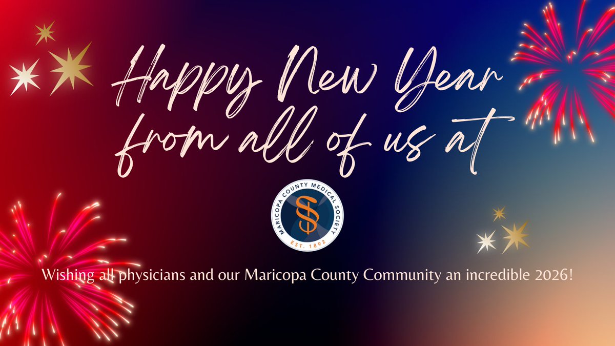 MCMedSociety's tweet image. Happy New Year from all of us at @MCMedSociety!

We are grateful to the physicians and community partners who strengthen Maricopa County every day.

🕊️Here’s to a healthy, connected, &amp;amp; inspiring 2026.🕊️

#MCMS #HappyNewYear2026