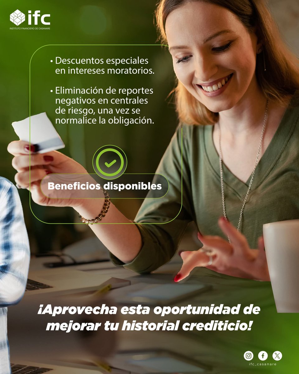Si tienes una obligación antigua con el IFC esta es tu oportunidad para adquirir grandes beneficios, la oportunidad perfecta para mejorar tu historial crediticio.
Acércate a la entidad ¡te estaremos asesorando!
