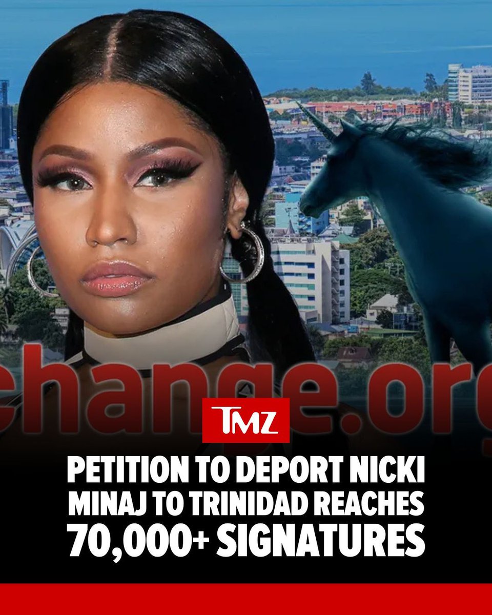 TMZ's tweet image. A growing number of people want Nicki Minaj booted from the USA after her highlighted appearance at Erika Kirk's Turning Point USA event ... and the charge might have been started by one of the rapper's diehard fans!!!

Read more: buff.ly/fasvUEx