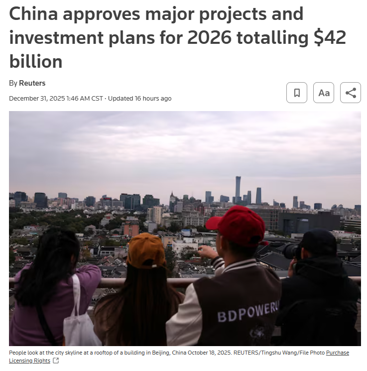 🔵BARCHART: La Cina approva un piano di spesa da 42 miliardi di dollari per il prossimo anno