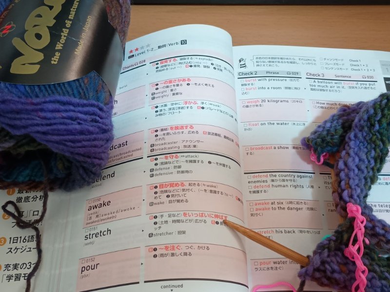 初編みしながら初英語学習。基礎単語から。