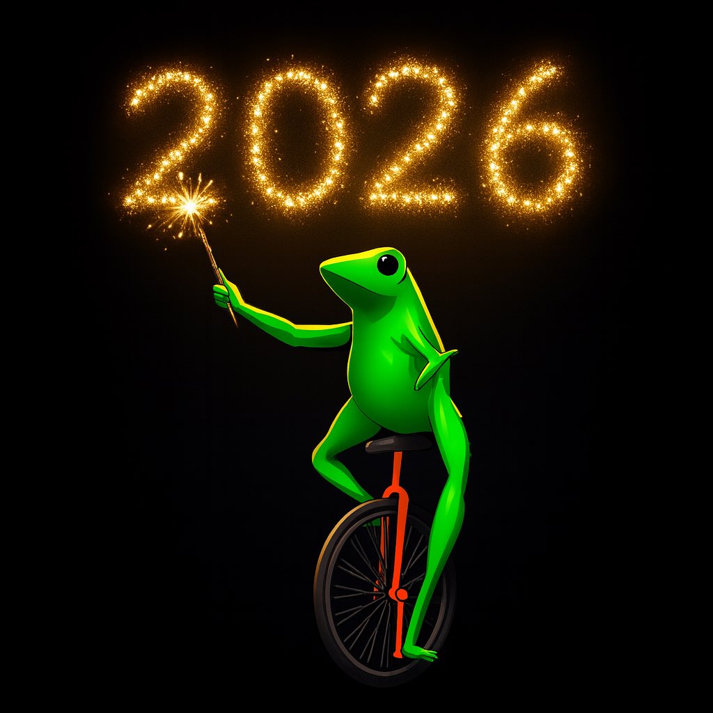 🔥🐸✨ OH SHT WADDUP 2026* ✨🐸🔥
he rollin in on one wheel, sparkler blazing, vibes immaculate.
new year, same legend. dat boi never left.