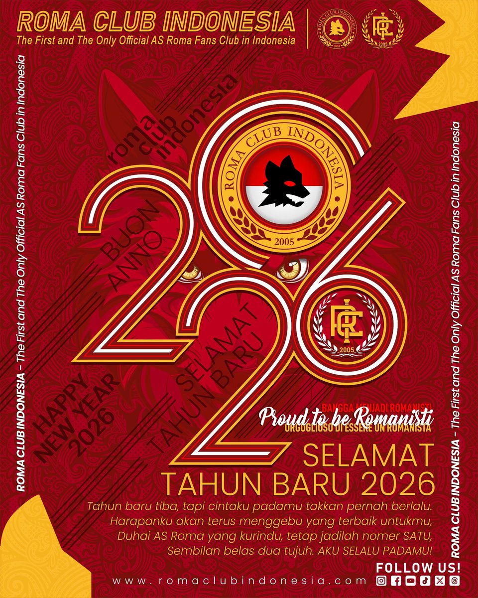 Selamat Tahun Baru 2026 💛❤️

.
.

#romaclubindonesia
#unicograndeamore