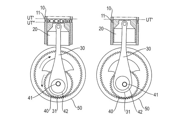 ポルシェの18発エンジン特許はかなり懐疑的に見ている。
特許のさし絵（簡易製図）からバンク角は約120°程度だが、レシプロ4サイクルでは角度違い、
同時提出された6サイクル特許1080°で1サイクル
角度60°×18発となるが…
遊星歯車をクランクに仕込む複雑さゆえ、
信頼性・耐久性、重量増、課題が多い