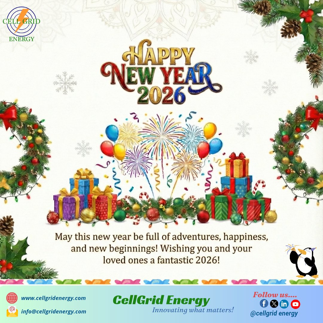 Cell_Grid's tweet image. May this new year be full of adventures, happiness, and new beginnings! Wishing you and your loved ones a fantastic 2026!
#HappyNewYear 
#नववर्ष की हार्दिक शुभकामनाएं!
#HappyNewYear2026 #नववर्ष_2026