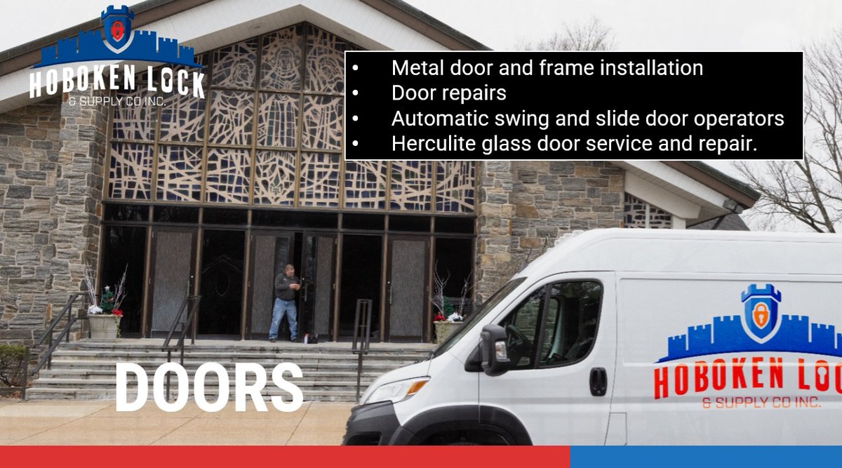 With over 43 years in the business, Hoboken Lock &amp; Supply Co. stands out as a trusted door service name. We handle wood, metal, and automatic doors. Our shops are stocked with all the necessary parts!

#Hoboken 201-963-3106
#Emerson 201-261-2277
#Secaucus 201-865-0888
#locksmith