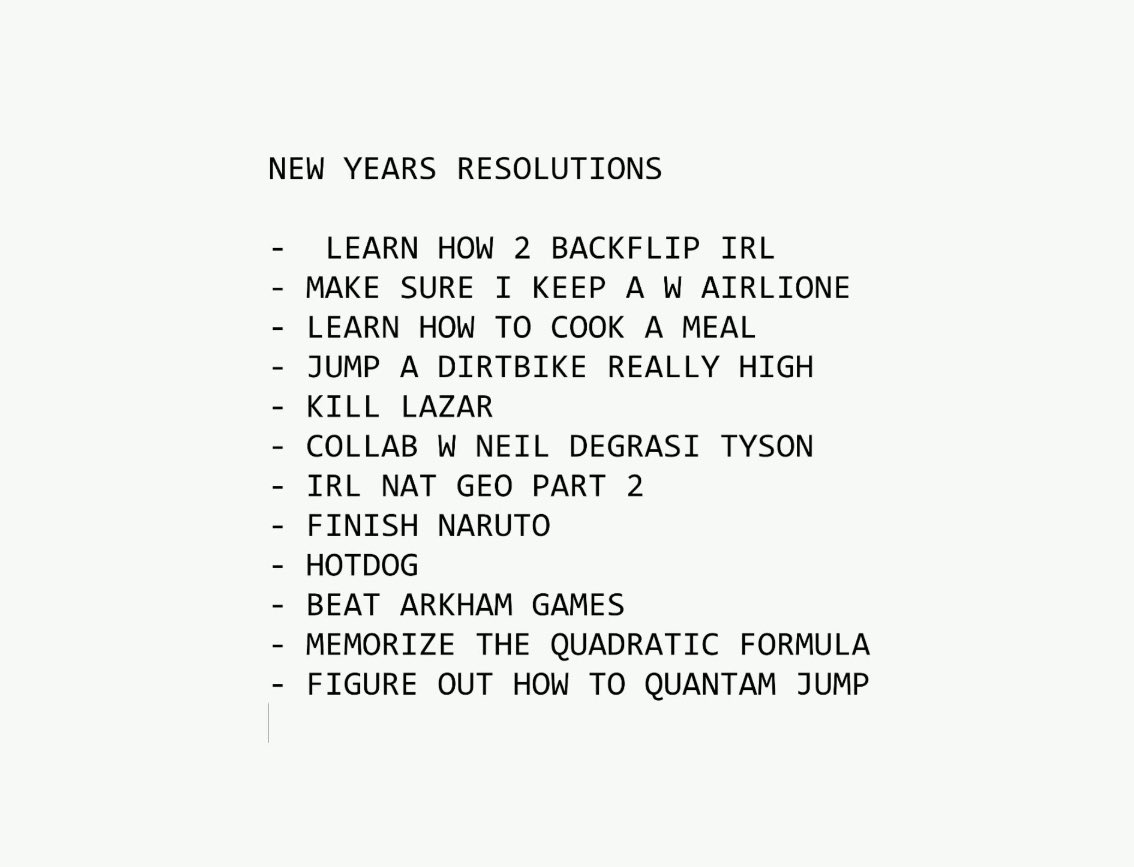 yoxics's tweet image. Adapt makes a list of his New Years resolutions for 2026 😭