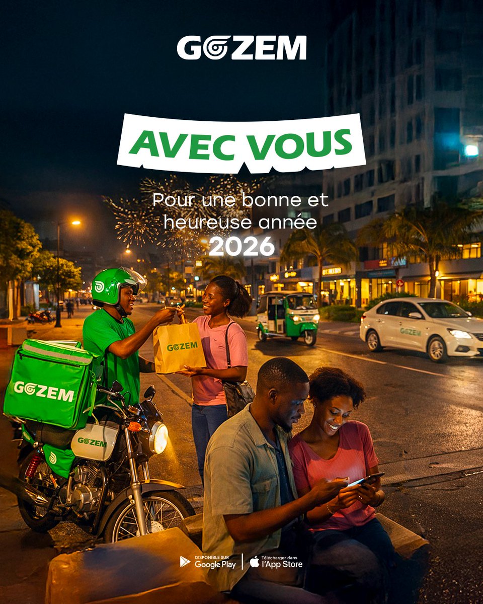 Fructueuse année 2026 ! 🥳
​Nous sommes à vos côtés pour tous vos besoins, tous les jours.
​Merci de votre fidélité. 💚

​#GozemTogo