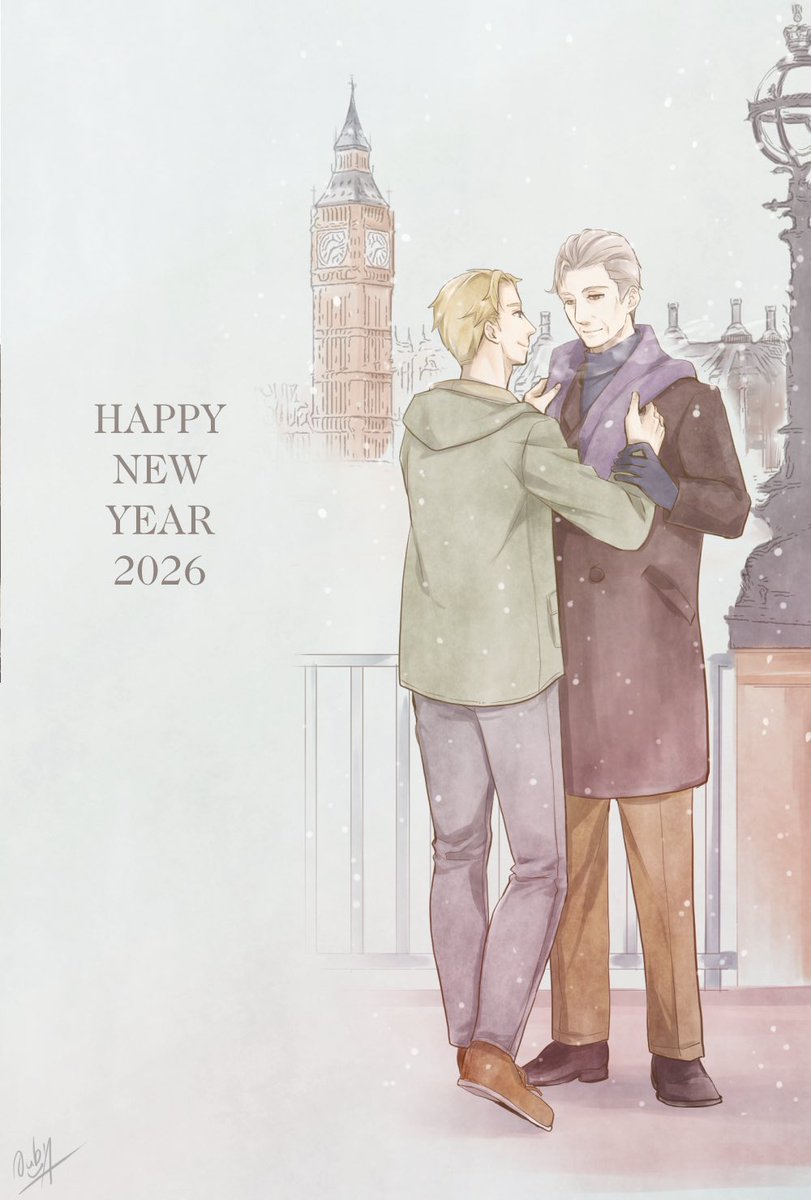 oubiasato's tweet photo. あけましておめでとうございます！
今年もどうぞよろしくお願いいたします😊

良いお正月をお過ごしください🎍

新作キャラもだいぶ定まってきた！嬉しい✨
引き続き頑張る💪舞台は英国ですよ。
#絵描きさんと繋がりたい 
#創作BL https://t.co/eb8COj9eOr