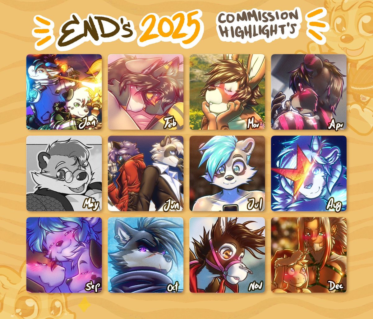 EndCoon's tweet image. Even tho I wasnt able to open slots on a couple of months, I was still working hard everyday. Just look at the #2025ArtHighlights!! Like every year, it's so hard to choose wich ones to feature but I hope you like my selecction &amp;gt;w&amp;lt;