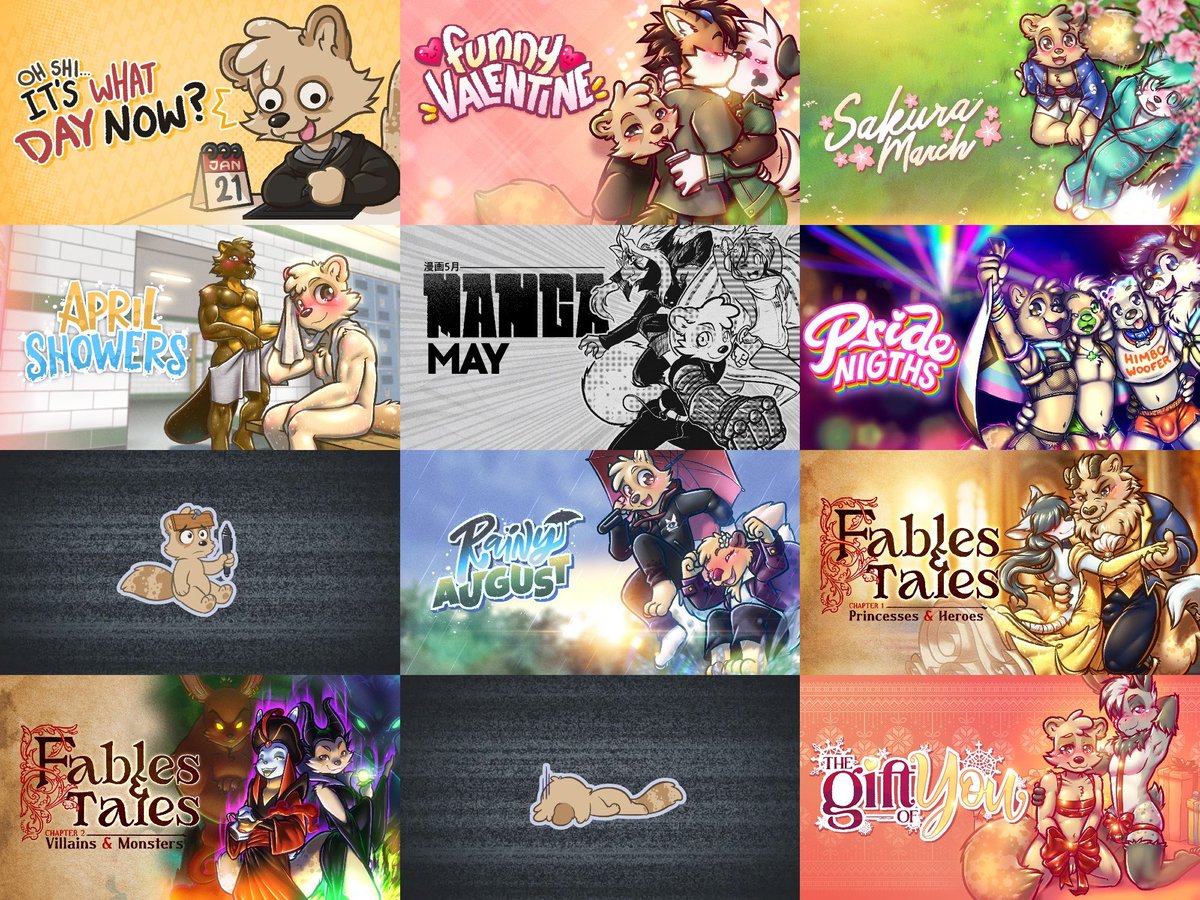 EndCoon's tweet image. 12 Months of art 🎨
10 Differents themes 😅
A full year of my deepest gratitude for your continued support 🦝💖