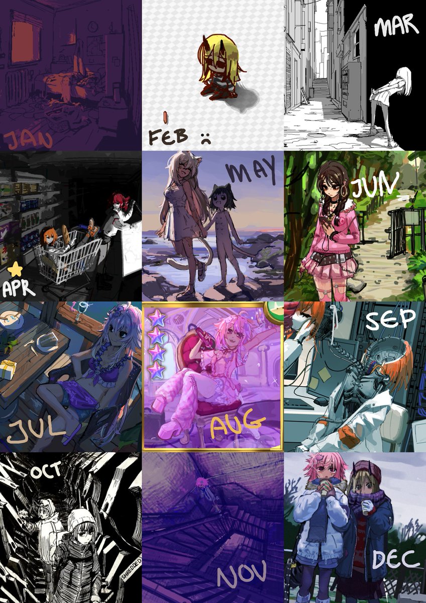 it was a kinda mixed bag year this year, i had the mega ultra pain art drought at the start, then kinda recovered later. not sure if there was much improvement but whatever lol, here's to gitting gud in 26