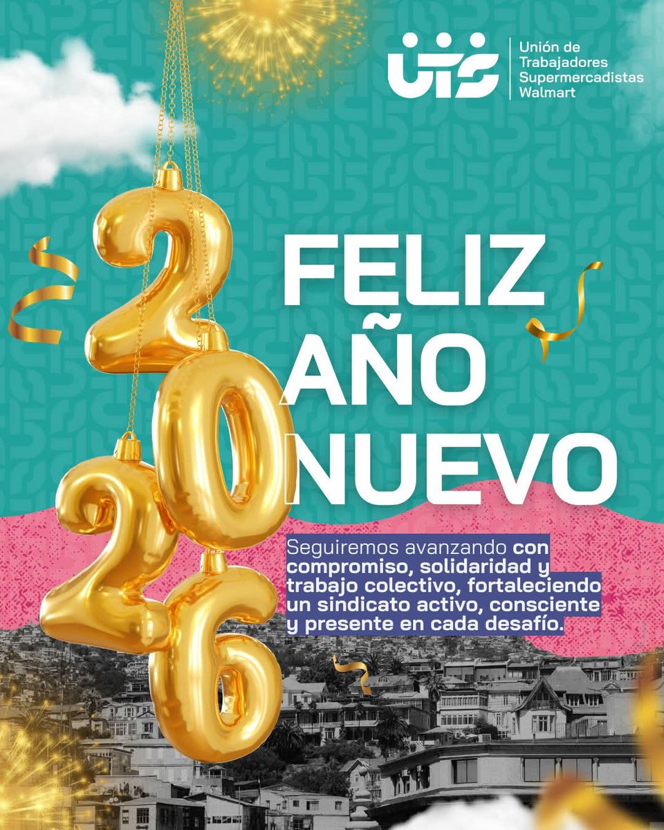 ✨ Feliz Año Nuevo ✨

Desde UTS saludamos fraternalmente a los y las trabajadoras de #Chile 
Que este nuevo año 2026 nos encuentre unidos, organizados y con la convicción intacta de seguir defendiendo los derechos de las y los trabajadores. #FelizAnoNuevo2026
#Feliz2026