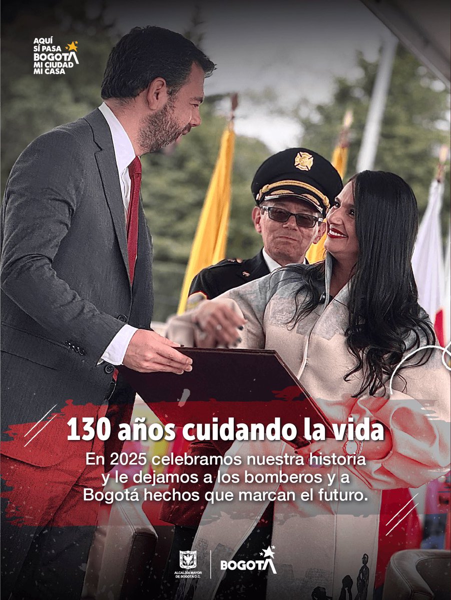 PaulaXHenaoE's tweet photo. 2025 fue el año en el que Bomberos Bogotá cumplió 130 años y, también, en el que alcanzamos grandes logros para nuestra ciudad.

Gracias por acompañarnos en este camino. En 2026 seguiremos cuidando la vida, el medio ambiente y el patrimonio de los bogotanos. 💛❤️ https://t.co/kBufLQknbb