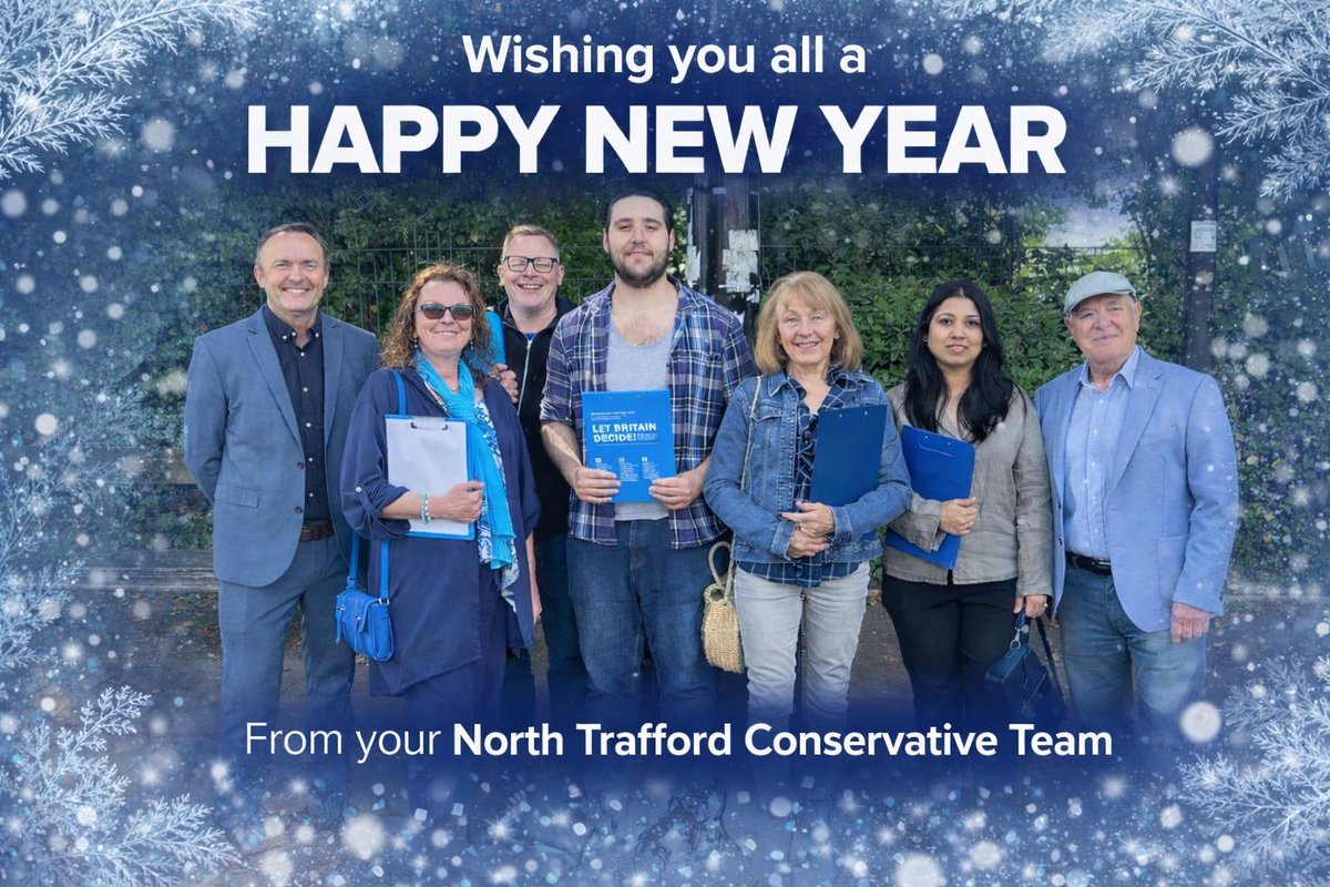 Wishing everyone across North Trafford a very Happy New Year 🎉

Thank you for your support over the past year, we look forward to continuing to work hard for our community in 2026 #conservatives #trafford 

👉 stretfordandurmstonconservatives.uk