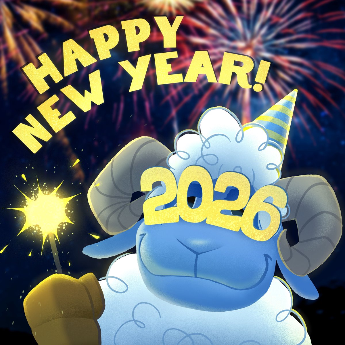 SteelWoolStudio's tweet image. Party hat on. 🥳  Sparkler lit. 🎇  Let’s make 2026 legendary. Happy New Year from our team to yours! 🎉