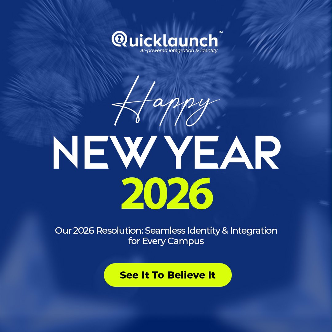 Start the New Year with a simpler, more secure campus experience.
Learn more about the QuickLaunch Identity and Integration platform now available with no license fee for higher education institutions.
Link: hubs.ly/Q03ZfJmM0
#HigherEducation #NewYear #CampusIT #QuickLaunch