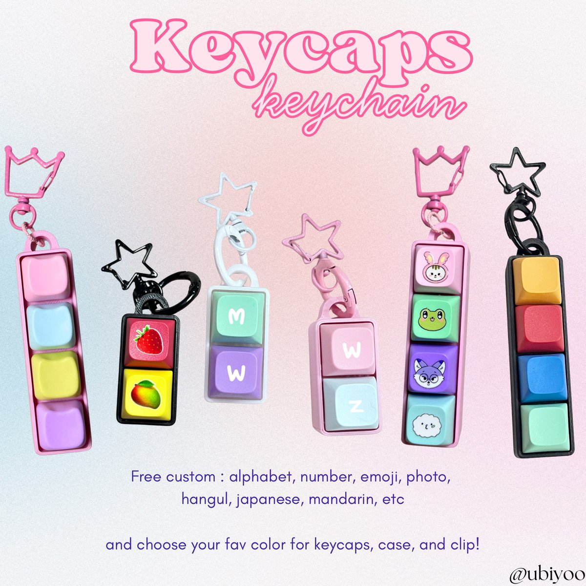 ubiyoo's tweet image. Open pre-order keycaps keychain! (੭˃ᴗ˂)੭

🗓️ 1 - 10 Januari
📌form and details: linktr.ee/biyubi

⭑.ᐟ free custom warna, text, dan gambar
⭑.ᐟ available 1-7 slot 
📍bengkulu, avail 🍊