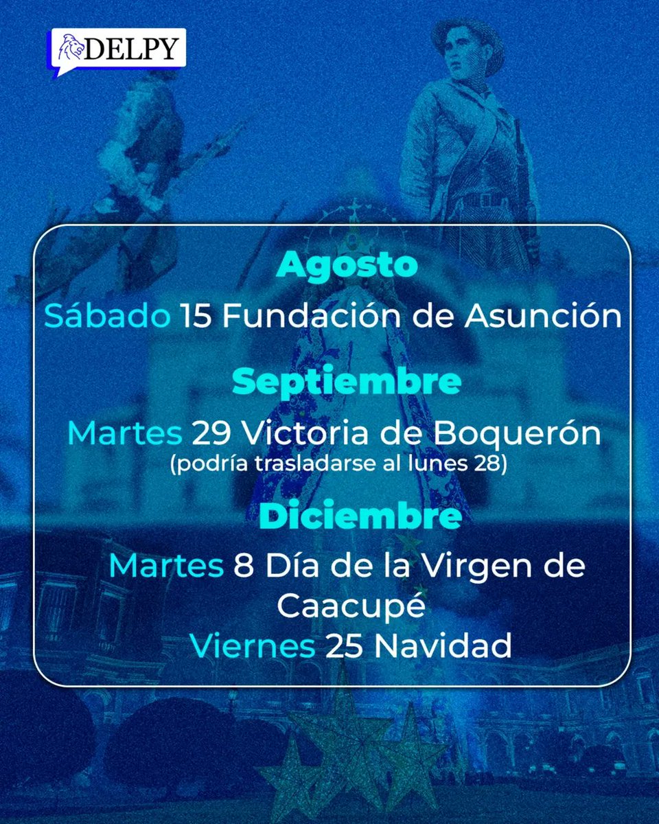 ▶️ FERIADOS PARA EL 2026 | 🗓️

📌Así queda el calendario de feriados.

👉🏻Desde este año se incluye el feriado del 20 de junio, Día de la Jura de la Constitución Nacional.