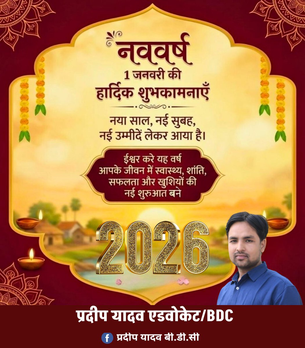 pradeepyadavbdc's tweet photo. आप सभी को नववर्ष 2026 की हार्दिक शुभकामनाएं। https://t.co/syAESkQ7ML